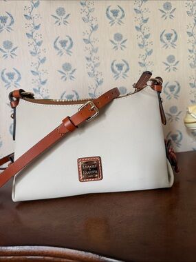 Dooney & Bourke Cream Crossbody with Brown Leather Trim